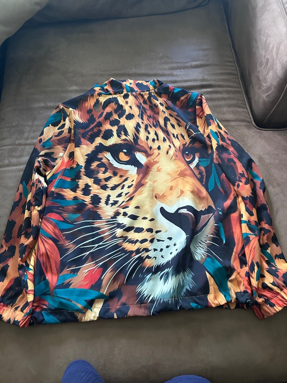 Energia Natural Tiger Leopard Hooded Windbreaker Jacket M